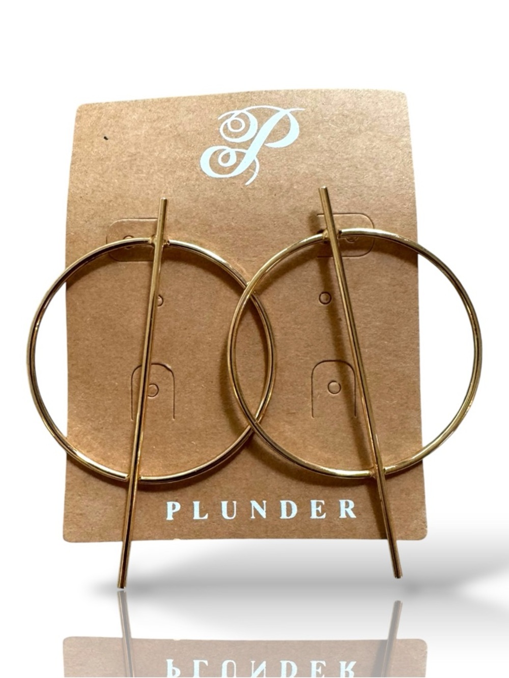 Plunder Gold Hoop Earrings with Vertical Bar Accent